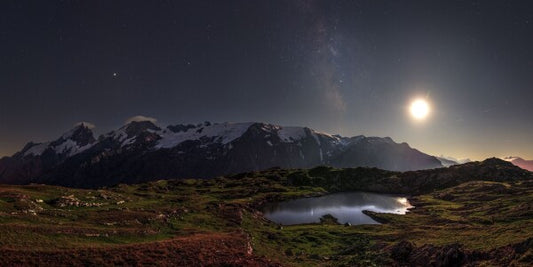 Clair de Lune et Voie Lactée sur les Écrins